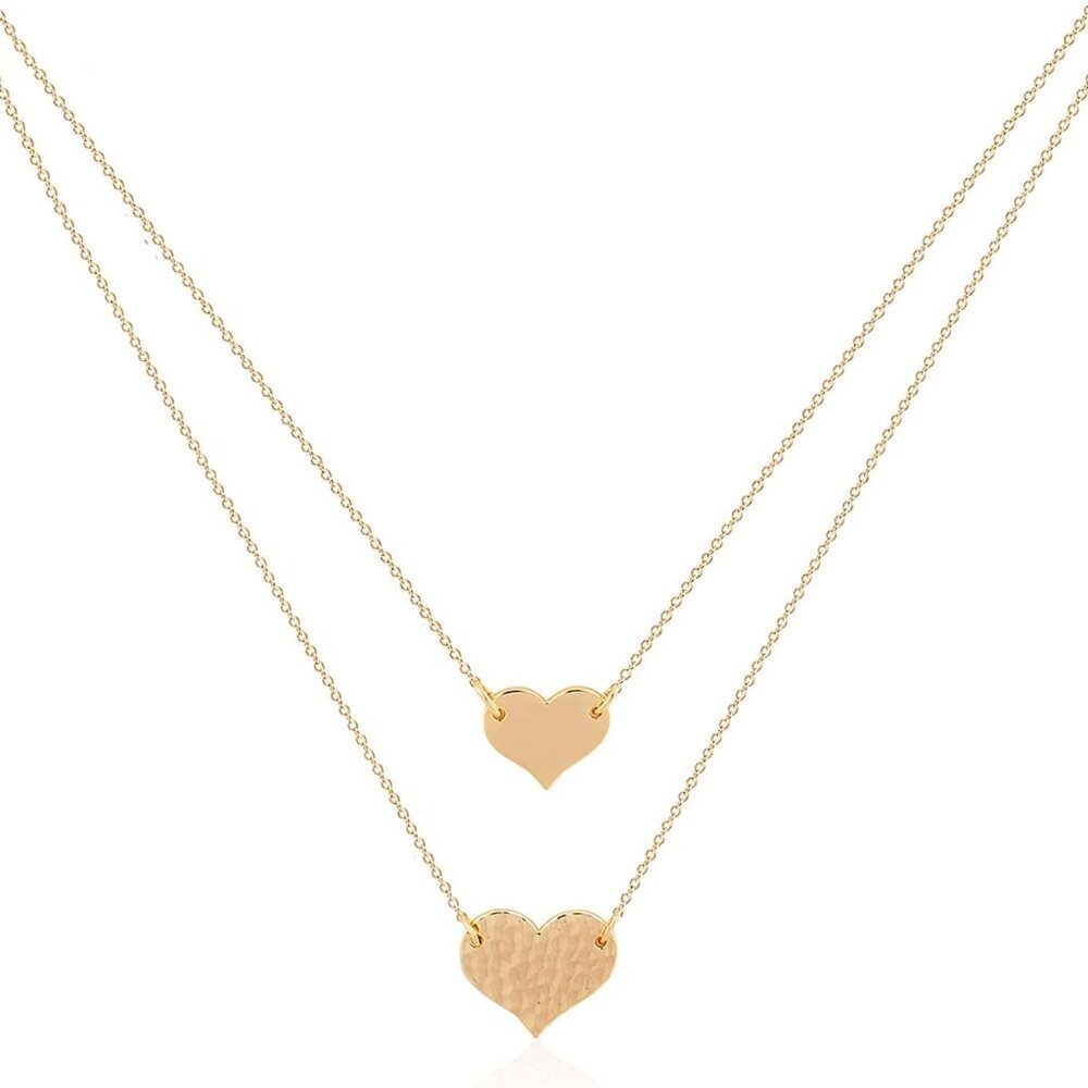 Layered Heart Necklace Pendant Handmade 18k Gold Plated Dainty Gold Choker Arrow